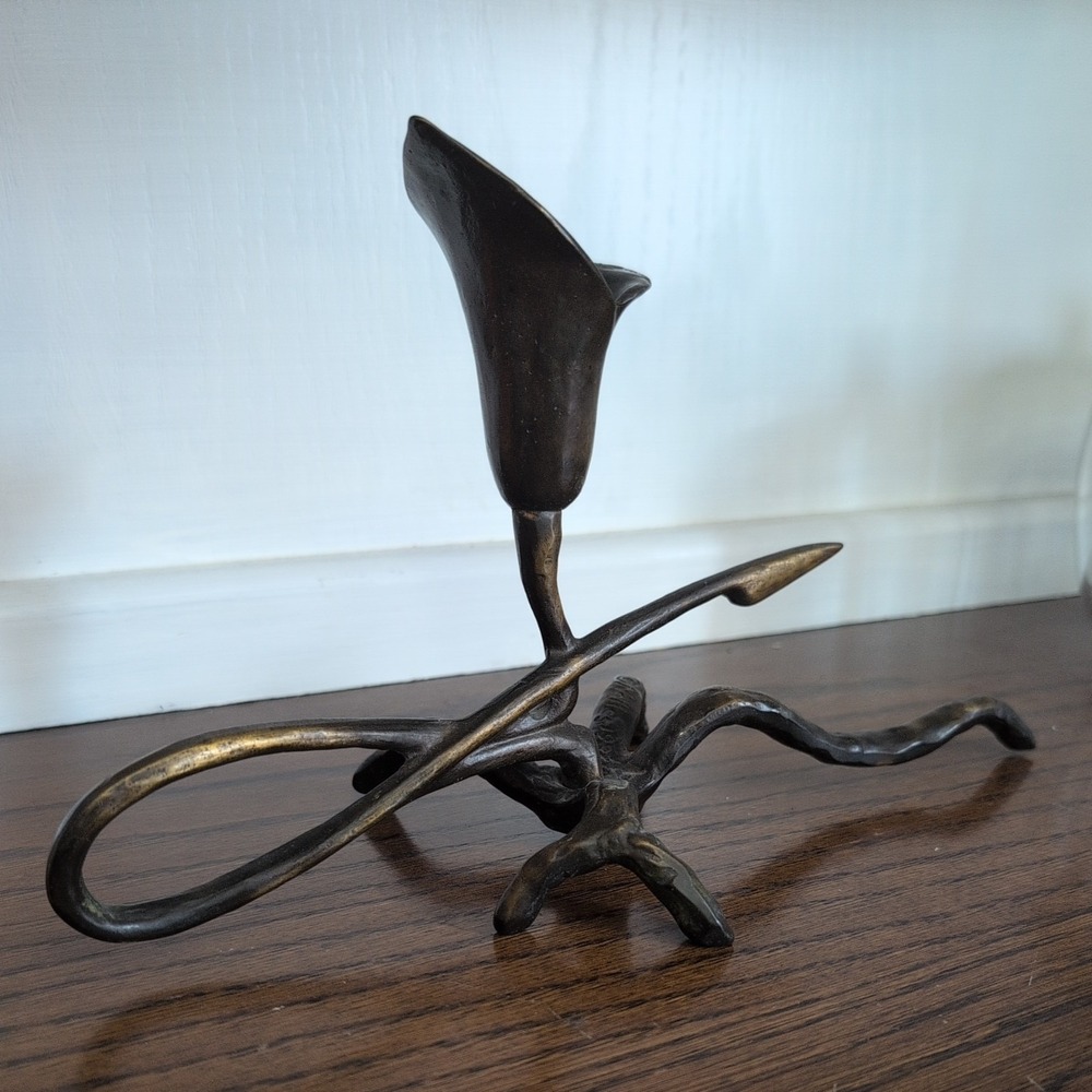 Scott Nelles Bronze Calla Lily Sculpture Vintage 1986 RARE Weathervane-like